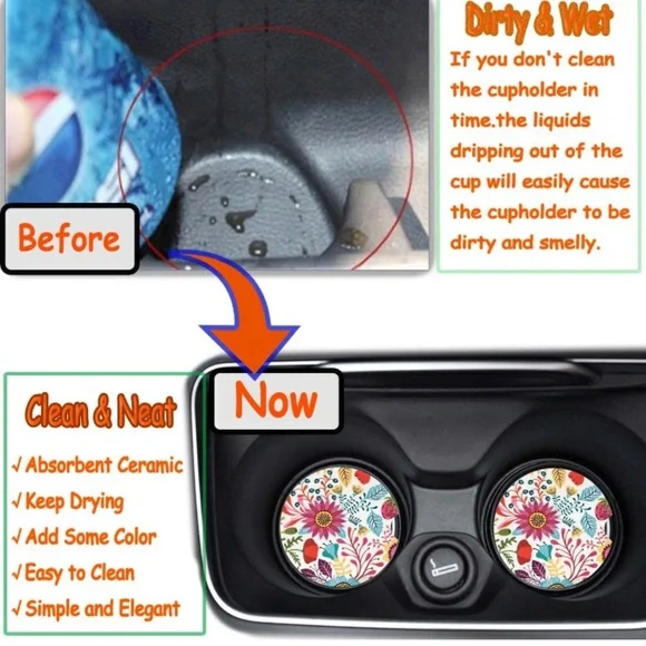 🆕 Girls Rule Absorbent Car Coasters 2 Pack, Auto Coasters for Cup Holders 🆕 - Picture 3 of 7